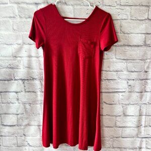 Hollister Red Ribbed Scoop Neck Shirt Dress | Size Small